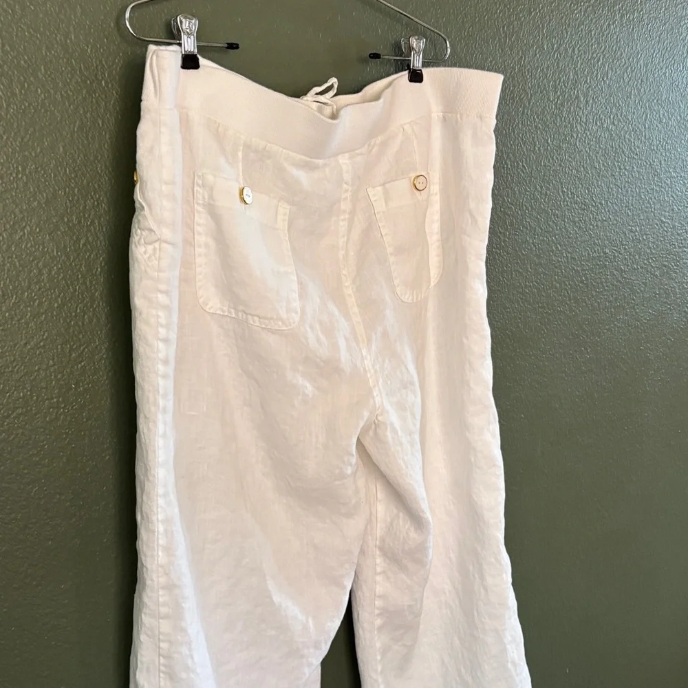 JM Collection women's white linen Chinos
